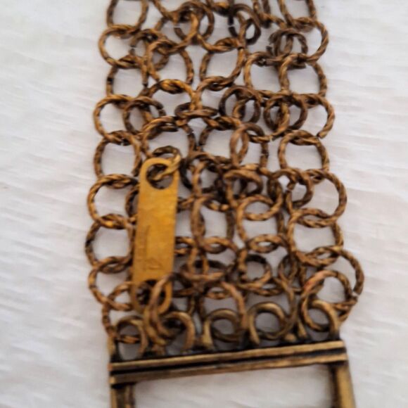 A Vintage Chainmail Bracelet Cuff Steampunk Grunge Industrial Heavy Metal - Picture 3 of 8